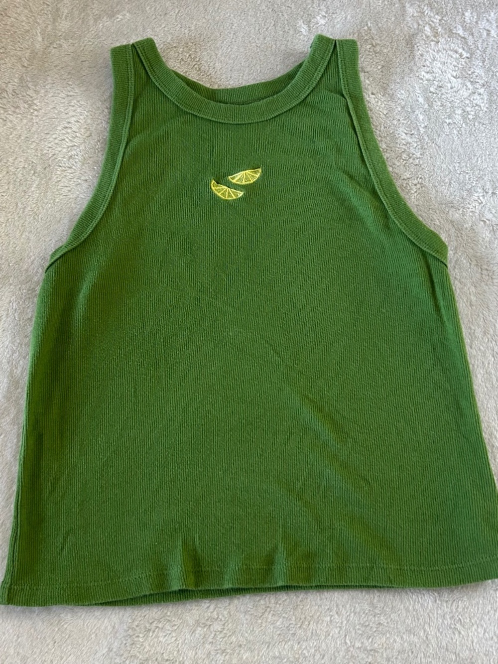 A New Day Green Ribbed Lime Tank Top